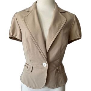 sz 6 Y2K Vintage Womens Khaki Tan Single Breasted Peplum Suit Blazer The Limited